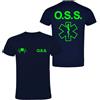 Handmade T-shirt in cotone adatto per OSS 118 soccorso con stampa fluo fronte e retro NM (Blu Navy, XS)
