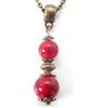 ThurColas Collana da donna con perle di turchese ricomposte di colore rosso e perle tibetane in bronzo antico