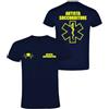 Handmade Generico T-Shirt in Cotone Blu Navy per Autista Soccorritore 118 con Stampa Fluo o Bianca Fronte e Retro