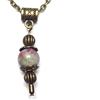 Handmade Collana bohémien da donna color bronzo antico con pendente in pietra naturale e catena vintage