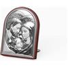 Albalù Icona Sacra Sacra Famiglia Mini 3x4 cm - Quadretto Sacro Ad Arcata in Argento Laminato con Retro in Legno, da Appoggio - Idea Regalo e Bomboniera