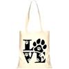 Handmade Borsa Tote in Tela con Stampa di Zampe di Animali Domestici