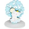 Albalù Bomboniera Battesimo Nascita Bimbo Celeste - Segnaposto Albero della Vita in Legno con Applicazione Elefante 6,5x8 cm - Bomboniere Nascita