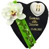 Handmade Cuscino per fedi, lavagnetta con nome e data, scatola per fedi nuziali, fatta a mano, colori a scelta.