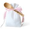 Handmade bomboniere battesimo o comunione con sacchetto porta confetti e cucchiaino in legno personalizzabile con nome