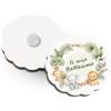 Albalù Bomboniera Magnete Battesimo Safari in Legno Personalizzabile Nome - Bomboniere Battesimo Maschio e Bambina Primo Compleanno 3x3 cm