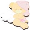 Albalù Magnete Bomboniera Orsetto con Cappellino Rosa Nascita e Battesimo Bimba in Legno - Calamita Segnaposto Confettata Femminuccia 3x3 cm