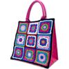 Handmade Generico Borsa in Juta Rosa con Ricamo ad Uncinetto cm L30 x H30 x P20
