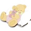 Albalù Magnete Bomboniera Orsetto con Cuscino Rosa Nascita e Battesimo Bimba in Legno - Calamita Segnaposto Confettata Femminuccia 7x7 cm