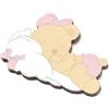 Albalù Magnete Bomboniera Orsetto Dormiglione Rosa Nascita e Battesimo Bimba in Legno - Calamita Segnaposto Confettata Femminuccia 5x5 cm
