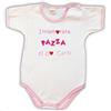 Zigozago - Body Neonato Manica Corta in Cotone Elasticizzato | Fatto a Mano in Italia con Ricamo Innamorata Pazza di mio zio, Personalizzabile con Nome dello zio | Disponibile in Rosa