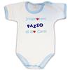 Zigozago - Body Neonato Manica Corta in Cotone Elasticizzato | Fatto a Mano in Italia con Ricamo Innamorato Pazzo di mio zio, Personalizzabile con Nome dello zio | Disponibile in Azzurro