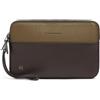 PIQUADRO - Pochette Porta Carte in Pelle - Uomo - Verde e Testa di Moro | Protezione antifrode RFID, Accessori tech in ordine, Uso quotidiano