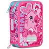 Mitama Astuccio Scuola 3 Scomparti, CUTIECAT, Contenuto 47 pz, Completo di Matite, Pennarelli, Portapenne Scuola Elementare Bambina