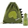 Upstitch Studio Trixie, Zaino e Borraccia per Bambini, Personalizzato con Nome Singolo o Come Set, per l'Asilo, Chitarra, Dinosauro, Set: Turnbeutel + Flasche