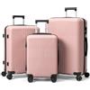 LEADZM Valigie Set 3 Pezzi, Set Valigie Rigide in PP (Rosa oro) | 4x più resistente, Resiste fino a -35°C, Superficie anti-graffio, Luggage Suitcase Grande 23 kg