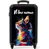 NoBoringSuitcases.com NoBoringSuitcases© Valigia Bambini, Trolley da Cabina, | 55x40x20 cm - Valigie, Stiva, Luggage, Personalizzabile (Profilo di gatto colorato - Nero)