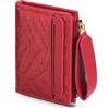 GOIACII Mini portafoglio da donna con motivo intrecciato retrò, portamonete con molti scomparti per carte di credito e scomparto con cerniera per monete, A03 rosso., S, Rétro
