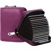 Goopai RFID 20 slot per carte di credito porta carte di credito in vera pelle fisarmonica porta carte piccolo portafoglio per donne o uomini con cerniera, Viola, S, Classico
