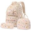 Amythe Set 3 Pezzi Zaino Ragazza 3a-7a Elementare | Zaino Adolescente Sacca Pranzo Astuccio Impermeabile Nastro Elementari Medie