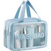 Funnasting Clear Travel Toiletries Bag, Blu, Moderno, minimalista, versatile