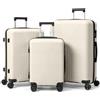 LEADZM Valigie Set 3 Pezzi, Set Valigie Rigide in PP (Avorio) | 4x più resistente, Resiste fino a -35°C, Superficie anti-graffio, Luggage Suitcase Grande 23 kg