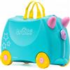 Trunki Valigia Cavalcabile per Bambini - Trolley Bambini Bagaglio a Mano - Valigia Cavalcabile Unicorno (Verde Acqua)