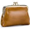 Karoukee Portamonete da Donna in Vera Pelle, Piccolo Portafoglio con 2 Scomparti Separati, Elegante Portamonete per Donna, Chiusura Clic-Clac in Oro