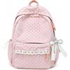 zoocco Polka Dot Backpack Lace Trim School Bag 11.4 × 5.1 × 16.9in (Pink)
