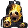 Generic Set di Zaini da Calcio in 3 Pezzi Zaino Leggero Unisex | Zaino scolastico per bambini grande capacità resistente all'acqua con pranzo termico e astuccio