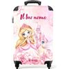 NoBoringSuitcases.com NoBoringSuitcases© Valigia Bambini, Trolley Bambina, | 55x40x20 cm - Bagaglio a Mano, Personalizzabile (Principessa e castello - Rosa-viola)