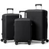 LEADZM Valigie Set 3 Pezzi, Set Valigie Rigide in PP (Nero) | 4x più resistente, Resiste fino a -35°C, Superficie anti-graffio, Luggage Suitcase Grande 23 kg