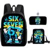 GDFENDU Set di 3 zaini 67 con portachiavi, 40,6 cm Six Seven 3D stampati in 3D, borsa per il pranzo ad alta capacità per ragazzi e ragazze, B, 16, Zaino Anime
