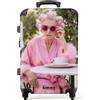 NoBoringSuitcases.com NoBoringSuitcases© Trolley Medio Valigia Media Rigida Da Viaggio Ruote | 67x43x25 cm - Valigie Leggere Stiva M Trolly Luggage Suitcase Leggerissimo Vestaglia - Bigodini - Rosa