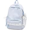 zoocco Polka Dot Backpack Lace Trim School Bag 11.4 × 5.1 × 16.9in (Blue)