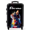 NoBoringSuitcases.com NoBoringSuitcases© Valigia Bambini, Personalizzabile, Trolley | 72 L - Grande, Per, Lucchetto TSA, 23 kg (67 cm) (Profilo di gatto colorato - Nero)