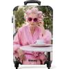 NoBoringSuitcases.com NoBoringSuitcases© Valigia Bagaglio A Mano Trolley Da Viaggio Valigie Carry | 55x35x20 cm - On Leggere Aereo 4 Ruote Cabina Luggage Vestaglia - Bigodini - Rosa