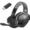 NUBWO G06 Cuffie Gaming Wireless per PC/Ps5/Ps4/NS/Mobile, 2,4GHz+5.3 Bluetooth,Cuffie Wireless con Microfono 7.1 Qualità Audio Senza Perdita di Bassa Latenza,Durata di Oltre 100+ Ore -Grigio