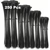 Carehabi Fascette Plastica e Fascette Elettricista Nere, Set 250 Pezzi (100/150/200/300 mm), in Nylon 66 Resistente ai Raggi UV, Autobloccanti per Gestione Cavi, Fai da Te, Giardino e Ufficio