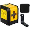 Amazon Basics Livella Laser Verde a Linee Incrociate, Autolivellante, Orizzontale e Verticale, Rotazione 360°, Portata 18 m, con Staffa Magnetica, Attacco per Treppiede, Giallo/Nero