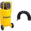 Stanley Compressore Verticale D230/10/50V 50Lt 2Hp & TUBO IN NYLON SPIRALATO DA 15 MT CON ATTACCHI A BAIONETTA PER COMPRESSORE