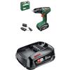 Bosch Trapano a percussione a batteria Bosch EasyDrill 18V-38 (1x batteria 2,5 Ah; nella custodia) + sostitutiva PBA 18V 2,5Ah W-B (compatibile con tutti i dispositivi Power for All da 18 V)