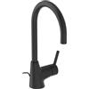 Ideal Standard BC195XG Ceraline - Rubinetto per lavabo con scarico, beccuccio alto, con beccuccio girevole a 360°, miscelatore per lavabo, a risparmio acqua, nero (Silk Black)
