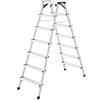 Hailo D60 StandardLine - Scala a doppio gradino in alluminio, 2 x 7 gradini fino a 150 kg, scala con protezione di espansione, piedini con suola morbida, con rinforzi angolari stabili, scala fissa in