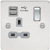 Knightsbridge FPR9901PCG - Presa singola con doppio USB, cromato lucido