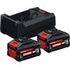 Bosch Professional Bosch EXPERT 18V System Starter set a prestazioni elevate: 2 batterie EXBA 18V-55 + 1 caricabatterie rapido GAL 12V/18V-18