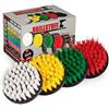 Drillstuff 4In 4 pezzi Soft, Medium e rigido per trapano Potenza Frattazzo per la pulizia di docce, vasche, bagni, mattonelle, Grout, Moquette, Pneumatici, Barche giallo, verde, rosso, bianco