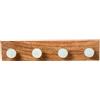DRW Appendiabiti da parete in legno con 4 ganci in marmo, metallo e resina in naturale e bianco, 10 x 45 x 7 cm
