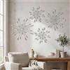 ZEXUIRU 4 pezzi argento Starburst decorazione da parete in metallo Bling Wall Art accenti di cristallo 3D decorazione moderna glam sculture da appendere per soggiorno, camera da letto, ufficio, camera