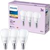 PHILIPS LED E14 Sfera, confezione da 3 lampadine, equivalente a 40 W, lampadine LED smerigliate, Plastica, Luce Bianca Calda 2700K, LED a risparmio energetico con lunga durata